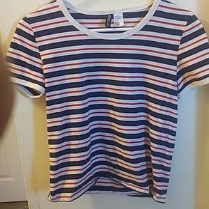 Divided h&m tee shirt, red white and blue stripes.